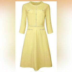 Elegant Yellow Dress with Pearl Accents